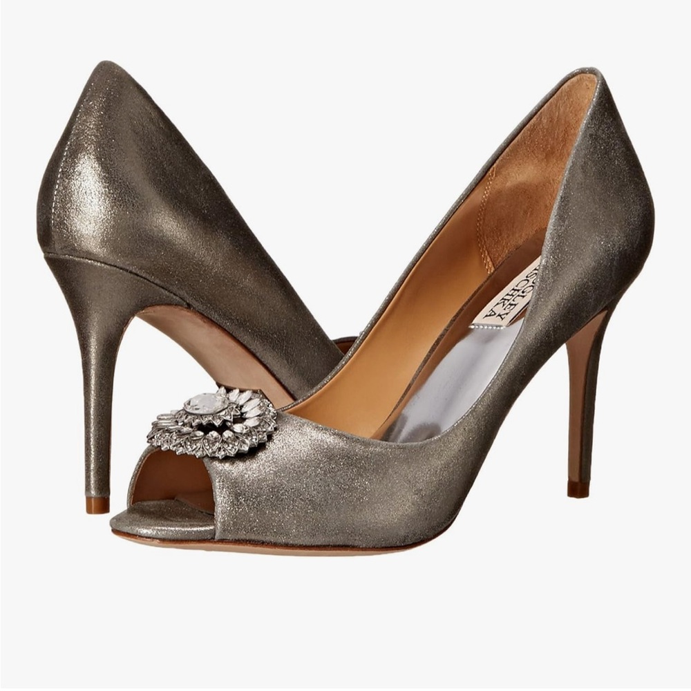 Badgley Mischka Women's Roanna II Dress Pump Wedding Shoes Heels Silver size 10